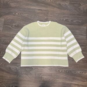 oversized chunky knit grey bandit sage green striped sweater